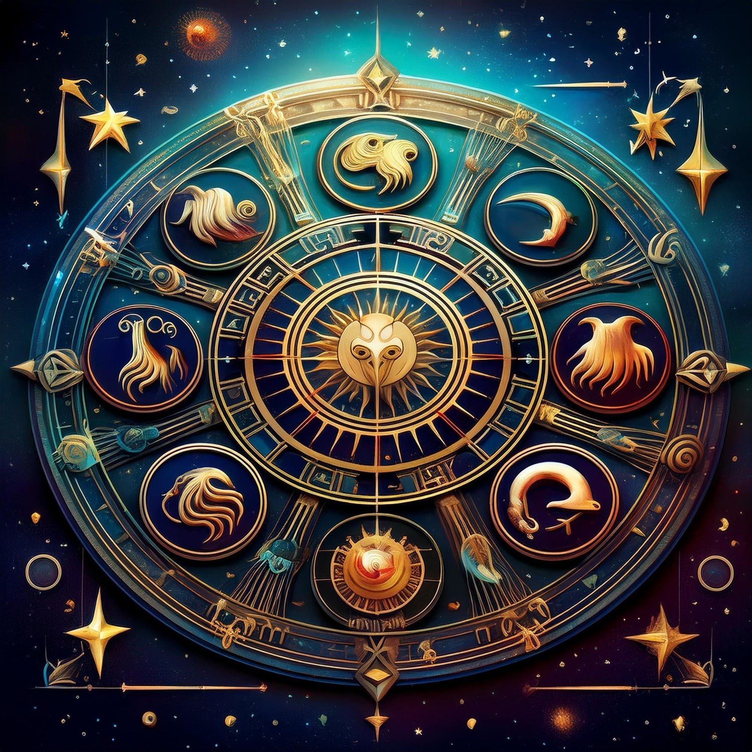 Explorez votre signe astrologique avec des illustrations mystiques et des accessoires liés au zodiaque.