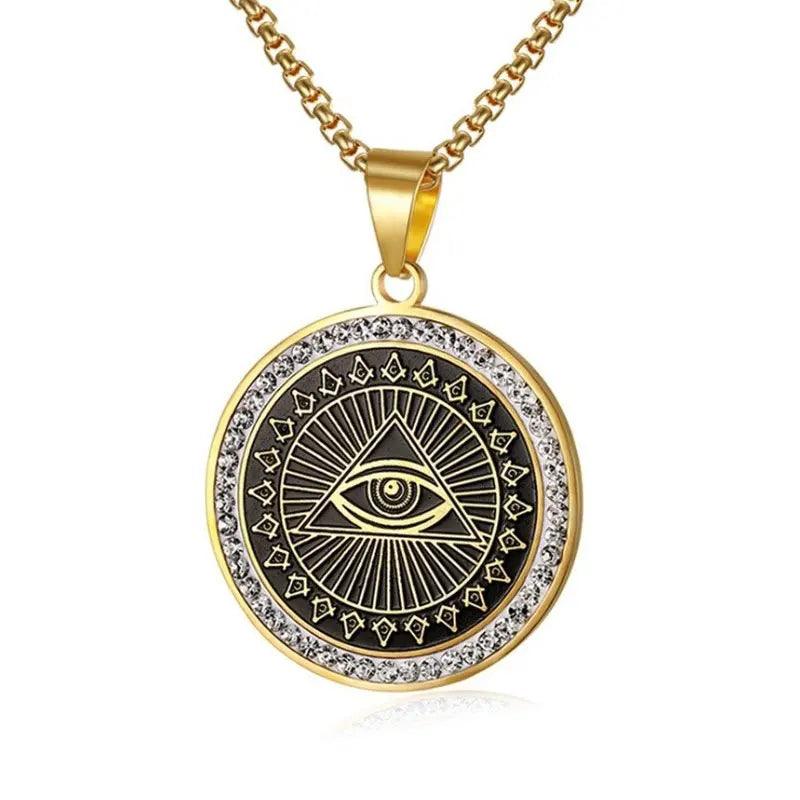 Pendentif en cuivre de forme ronde pour hommes - Accessoire de mode tendance