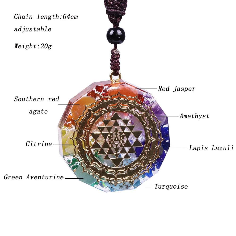 Pendentif Orgonite OM - Collier Géométrie Sacrée et Énergie Chakra pour Méditation