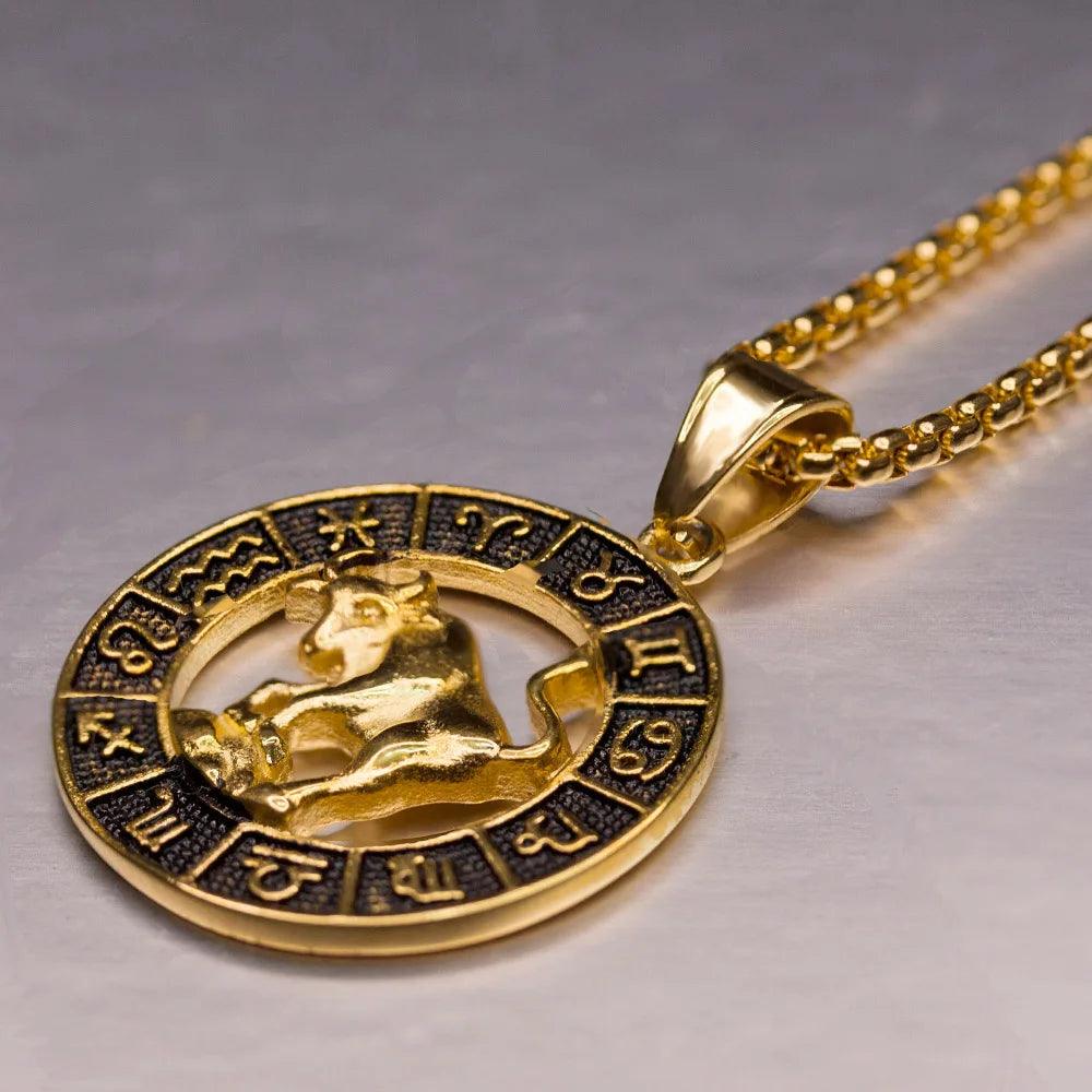 Collier Pendentif Zodiaque - Lion, Scorpion et 12 Constellations en Acier Inoxydable