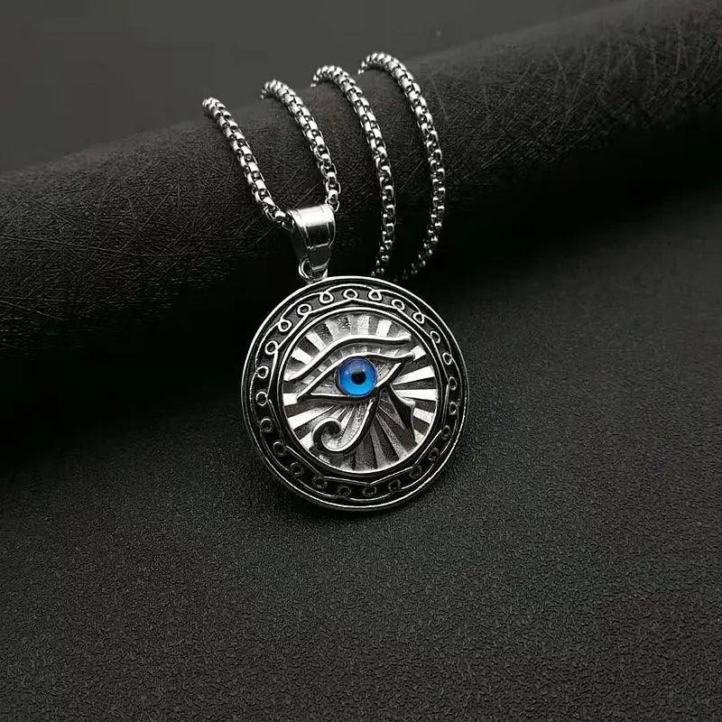 Collier Pendentif Œil de Dieu et Tête d’Aigle - Amulette Mystique et Protectrice pour Homme - Variante