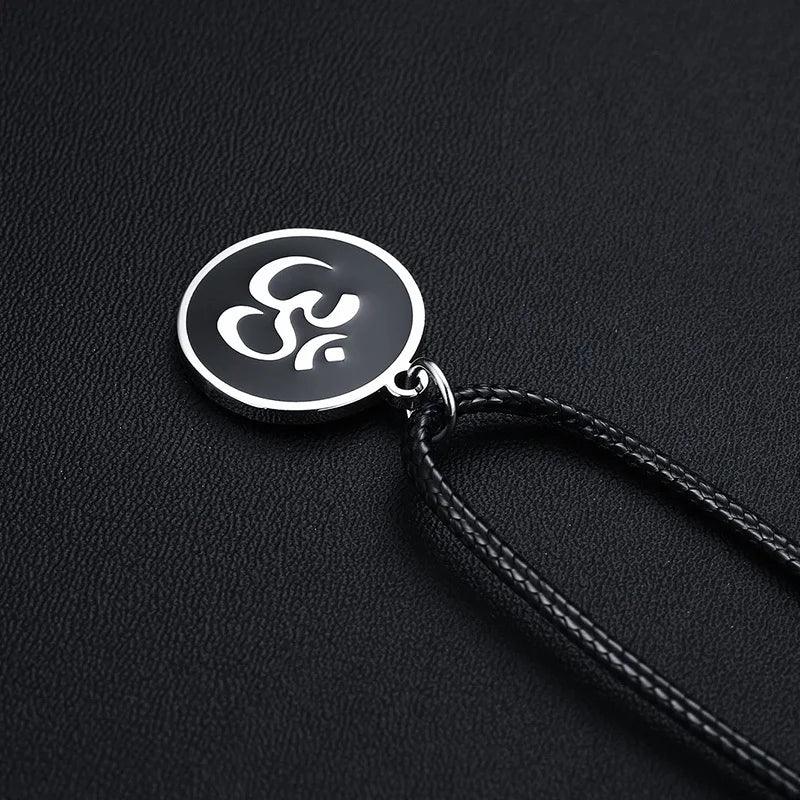 Collier Rond OM - Pendentif Ajustable Yoga et Bijou Spirituel pour Hommes