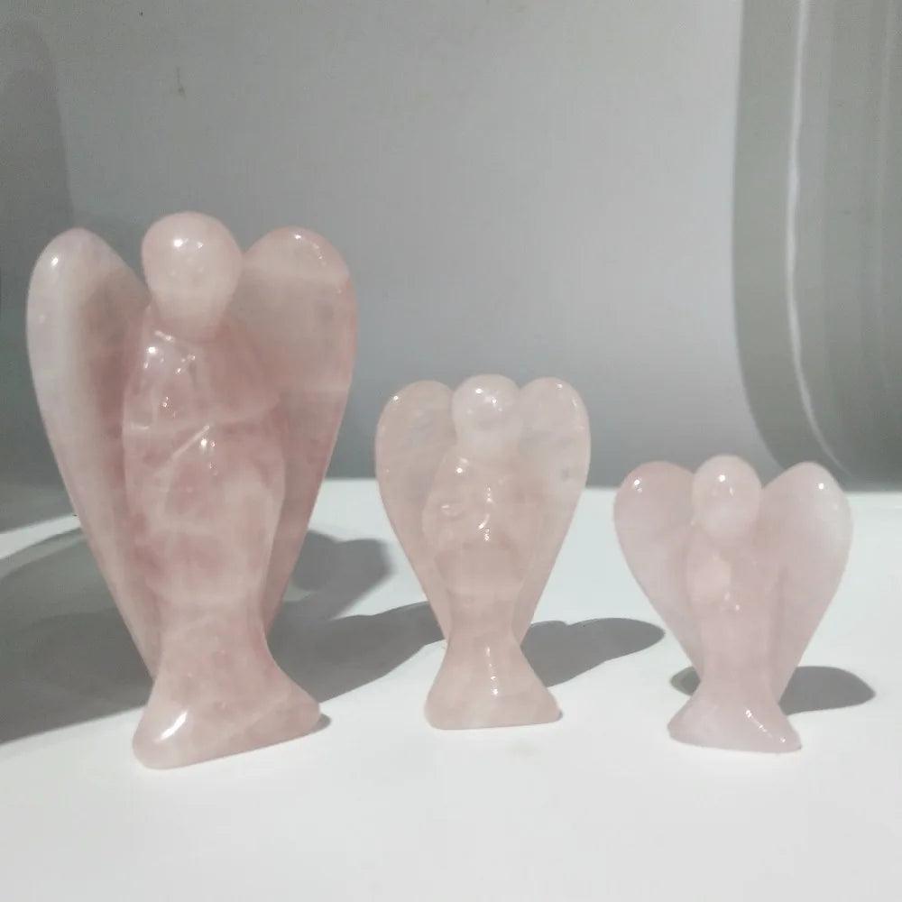 Figurine Ange en Quartz Rose Naturel - Pierre Spirituelle pour Méditation et Décoration