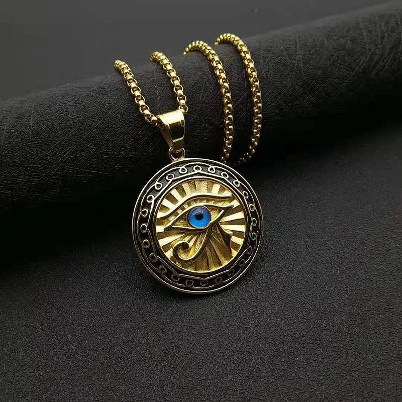 Collier Pendentif Œil de Dieu et Tête d’Aigle - Amulette Mystique et Protectrice pour Homme - Variante