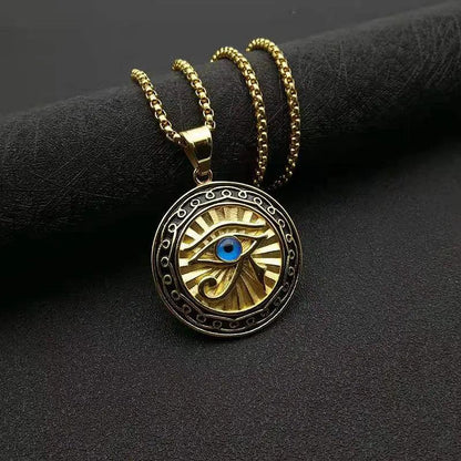 Collier Pendentif Œil de Dieu et Tête d’Aigle - Amulette Mystique et Protectrice pour Homme - Variante