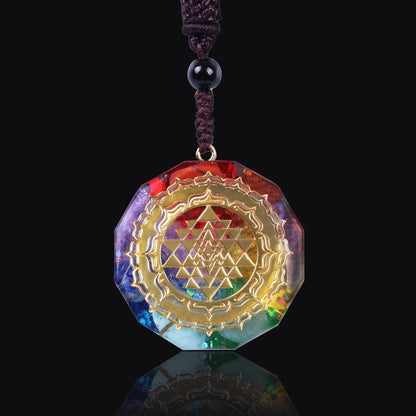 Pendentif Orgonite OM - Collier Géométrie Sacrée et Énergie Chakra pour Méditation - Variante