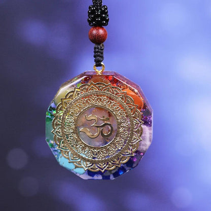 Pendentif Orgonite OM - Collier Géométrie Sacrée et Énergie Chakra pour Méditation - Variante