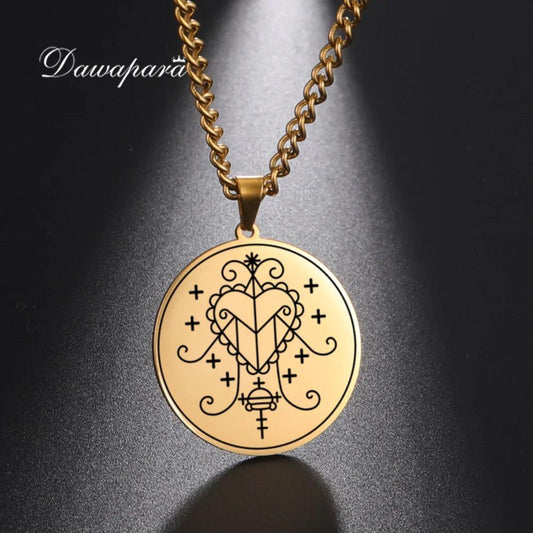 Collier Talisman Vintage en Acier Inoxydable Dawapara