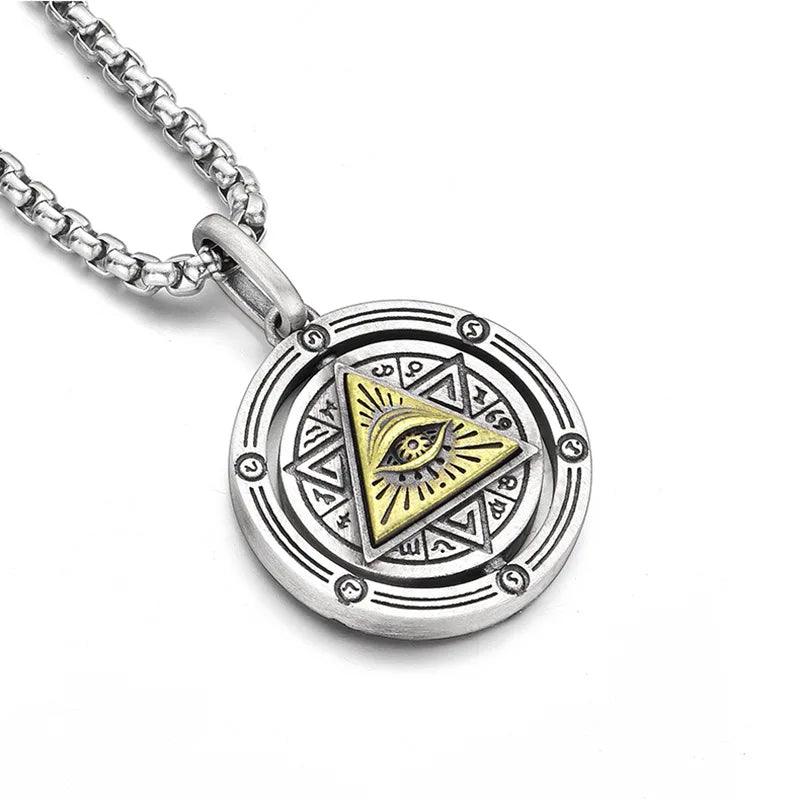 Pendentif en cuivre de forme ronde pour hommes - Accessoire de mode tendance