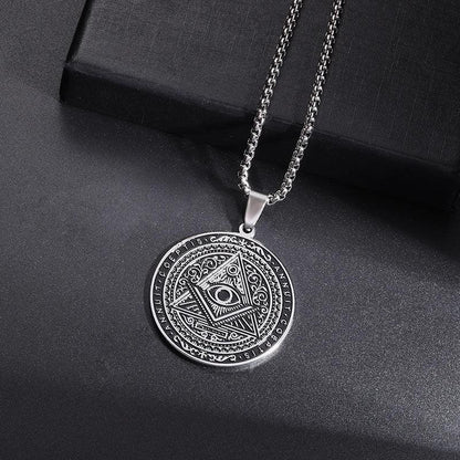 Pendentif en Acier Inoxydable pour Homme - Collier Médaille Amulette Maçonnique - Variante