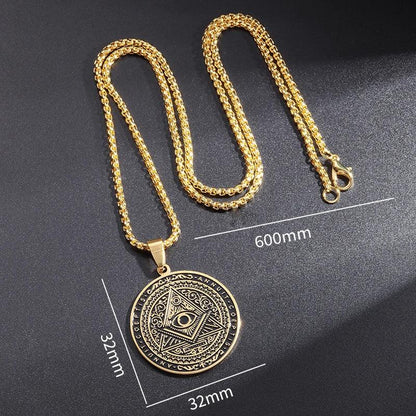 Pendentif en Acier Inoxydable pour Homme - Collier Médaille Amulette Maçonnique