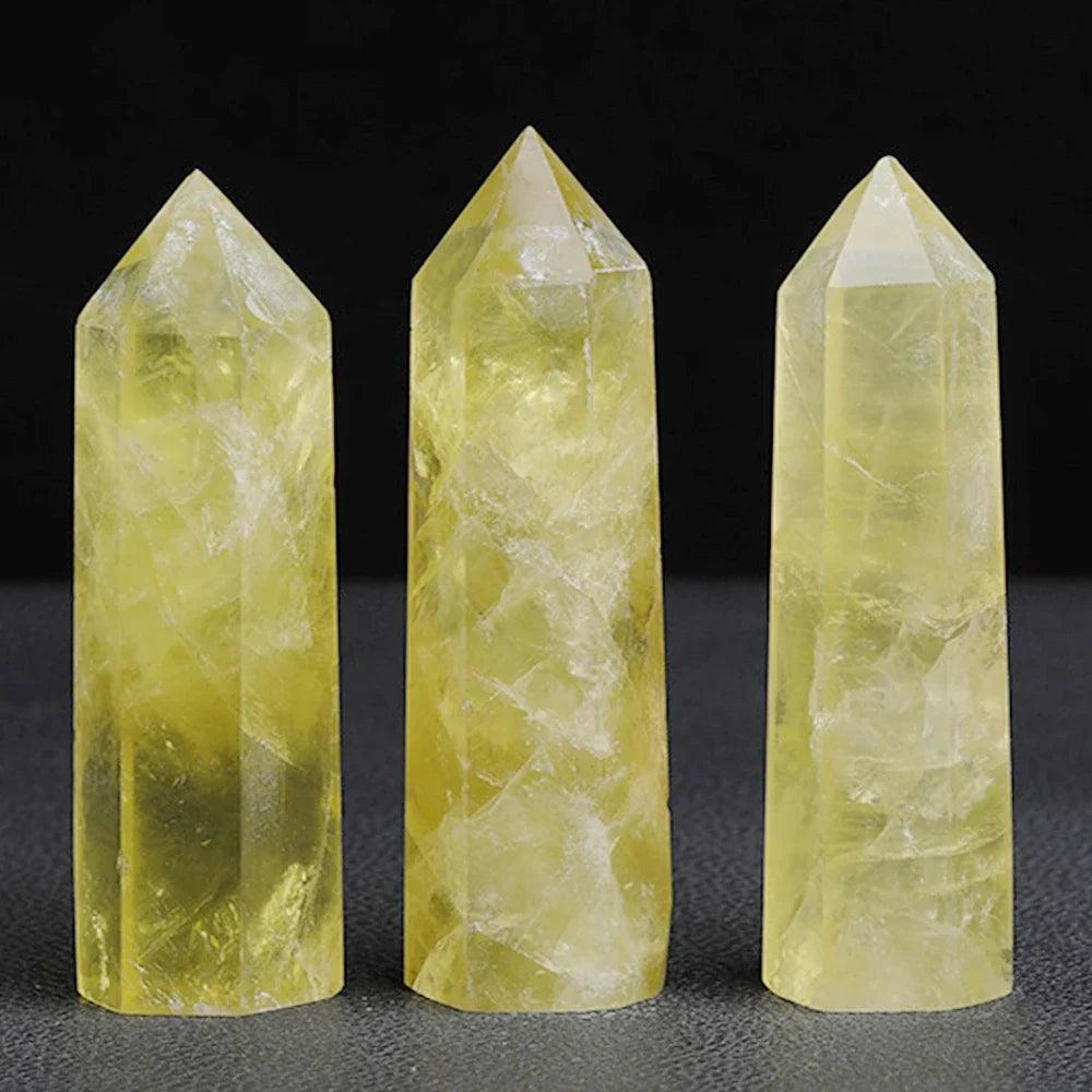 Pierre Naturelle et Baguette Citrine - Quartz Rose Mystique pour Décoration ésotérique et Rituel - Variante