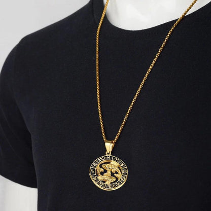 Collier Pendentif Zodiaque - Lion, Scorpion et 12 Constellations en Acier Inoxydable