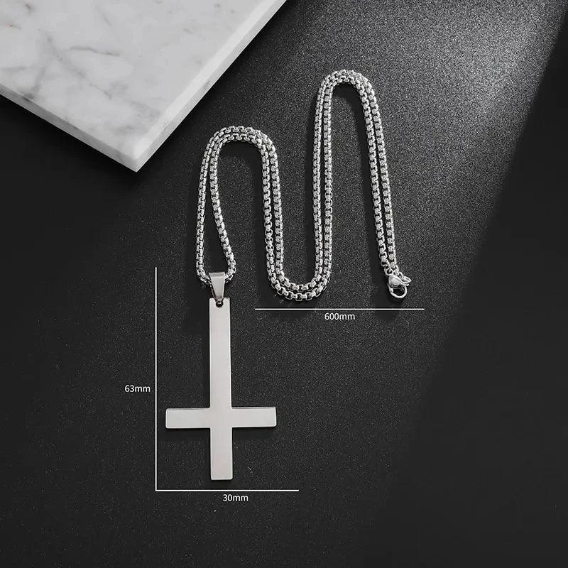 Collier Croix Inversée - Pendentif en Acier Inoxydable pour Pouvoir Spirituel et Mystique