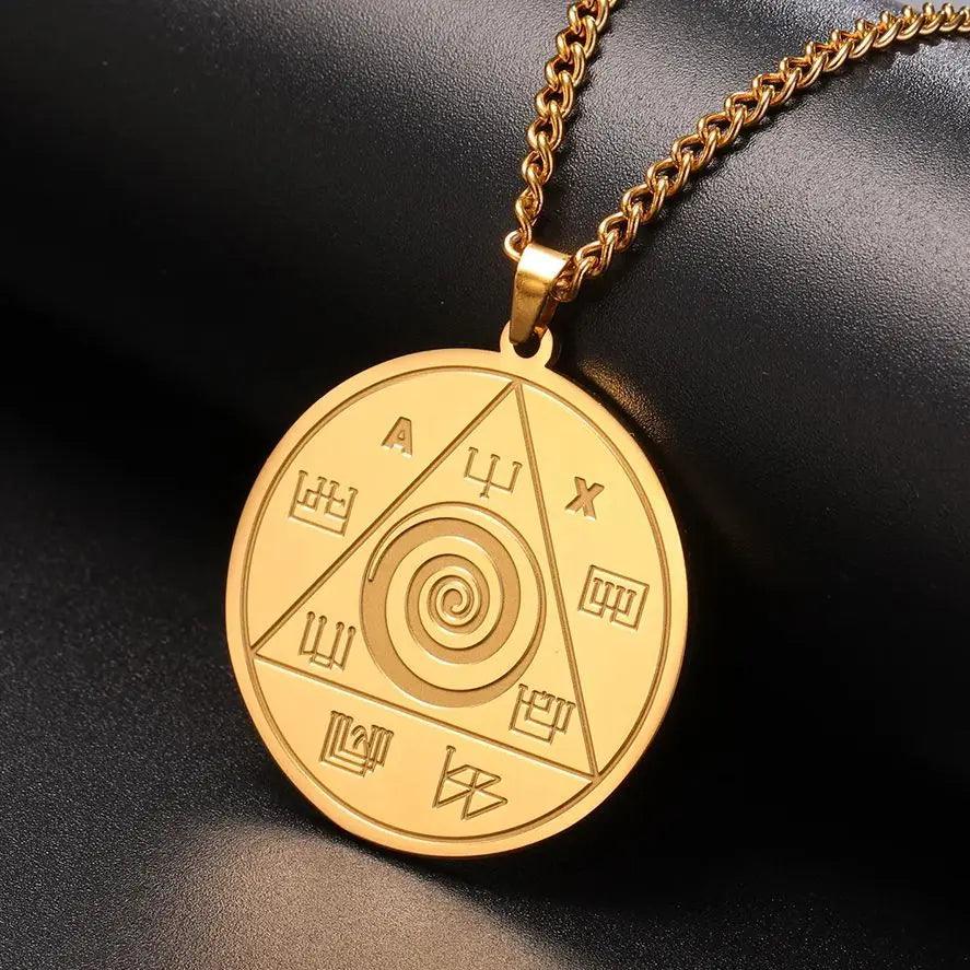 Collier Pendentif Abraxas - Amulette Spirituelle de Protection en Acier Inoxydable