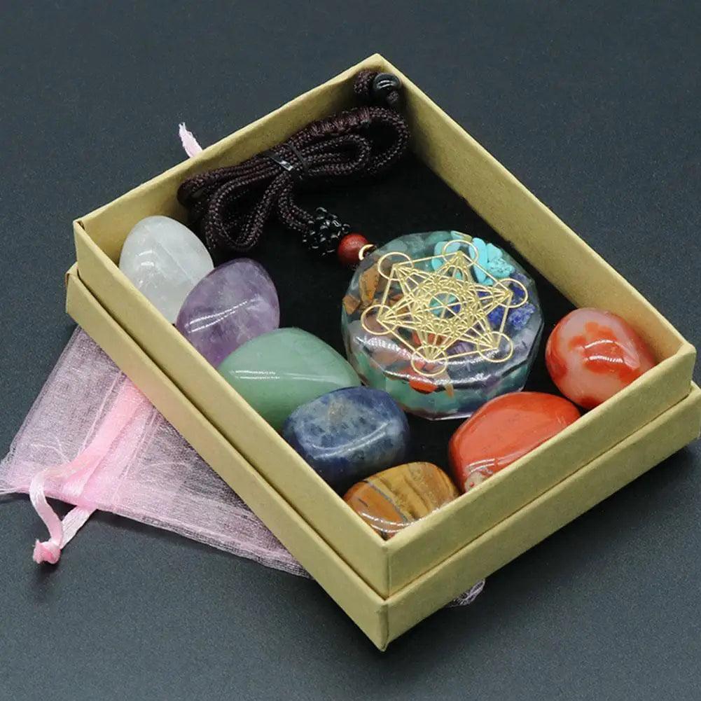 Ensemble de Pierres de Méditation Reiki - Kit 7 Chakras en Cristaux Naturels pour Yoga et Équilibre Énergétique