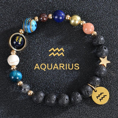 Bracelet en Pierre de Cristal du Zodiaque - Constellations et Breloques pour Femmes - Variante