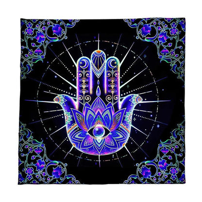 Nappe de Tarot Mystique - Mandala Bleu pour Rituels et Lecture Spirituelle