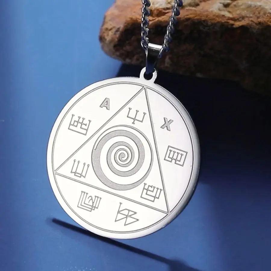 Collier Pendentif Abraxas - Amulette Spirituelle de Protection en Acier Inoxydable