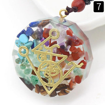 Collier Orgone 7 Chakras - Pendentif Géométrie Sacrée pour Protection Énergétique et Guérison Spirituelle - Variante