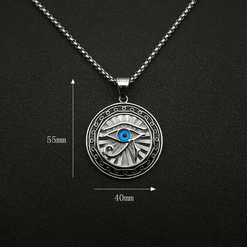 Collier Pendentif Œil de Dieu et Tête d’Aigle - Amulette Mystique et Protectrice pour Homme