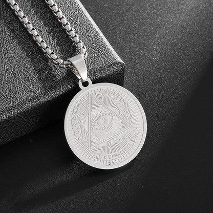 Pendentif en cuivre de forme ronde pour hommes - Accessoire de mode tendance - Variante