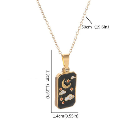 Collier Carte de Tarot en Acier Inoxydable - Pendentif Étoile et Soleil pour Femme