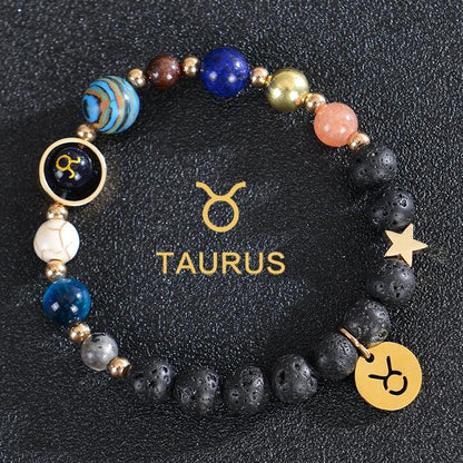 Bracelet en Pierre de Cristal du Zodiaque - Constellations et Breloques pour Femmes - Variante