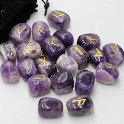 Ensemble de 25 Runes Naturelles en Agate Rose - Énergie Mystique et Divination