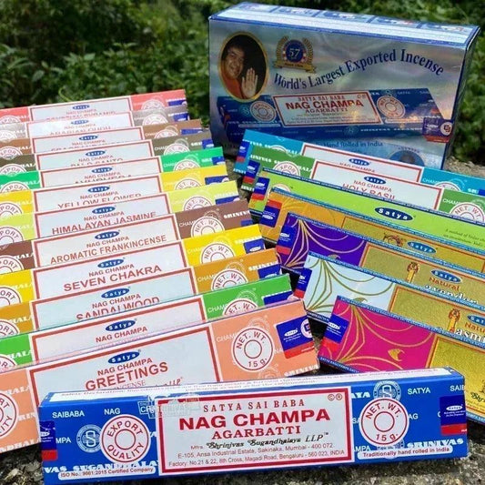 Collection d’Encens Indiens Nag Champa Satya - Bâtons Aromatiques pour Méditation