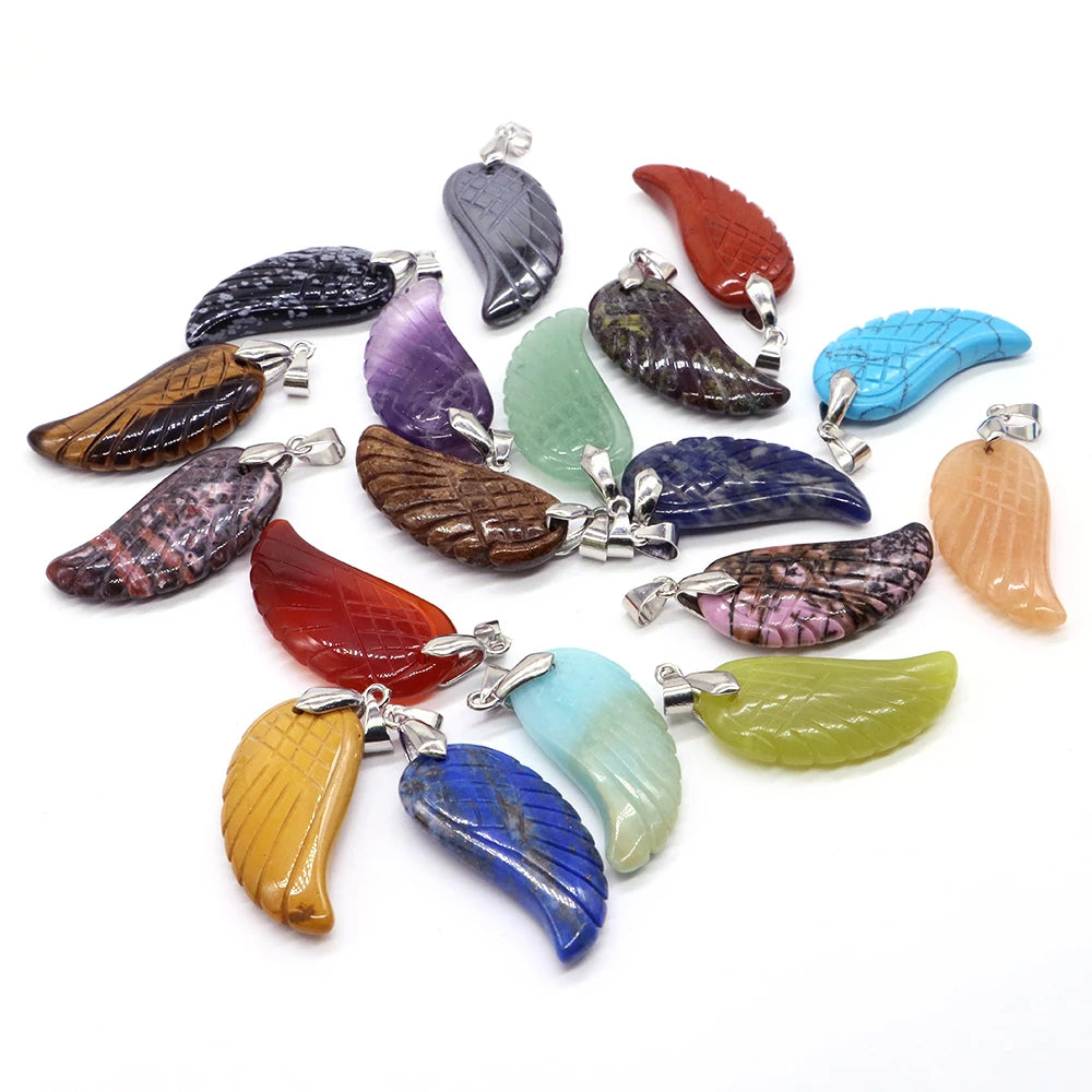 Pendentifs Ailes d'Ange en Pierres Naturelles 16x34mm