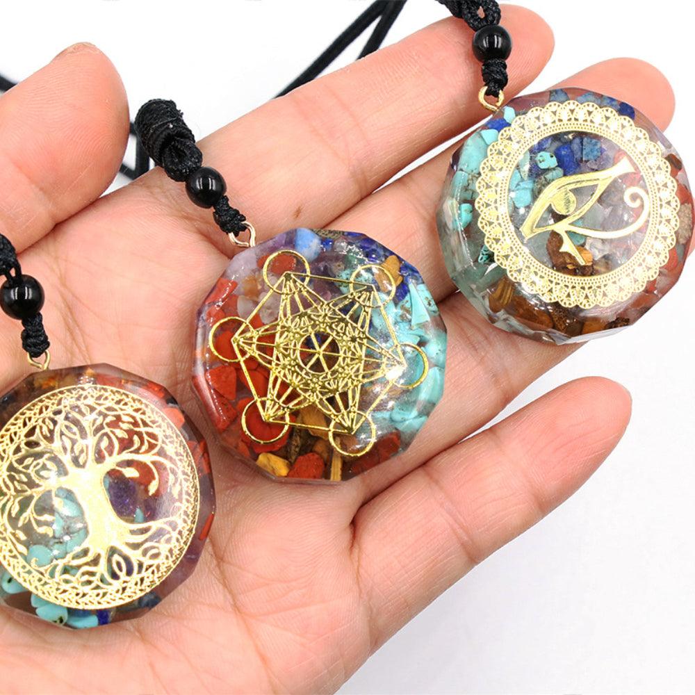 Collier Orgone 7 Chakras - Pendentif Géométrie Sacrée pour Protection Énergétique et Guérison Spirituelle