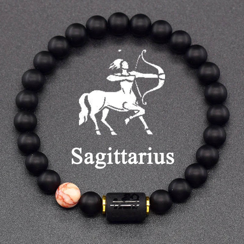 12 Zodiac Constellation Signs Bracelets en véritable pierre de l'œil du Tigre - Variante