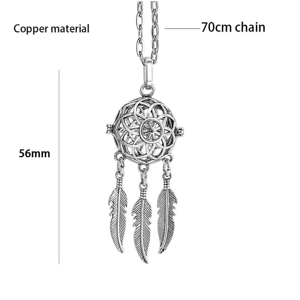 Collier Attrape-Rêves Ethnique Bohème - Plumes et Mandala Indien en Acier Inoxydable - Variante