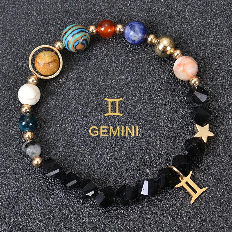 Bracelet en Pierre de Cristal du Zodiaque - Constellations et Breloques pour Femmes - Variante