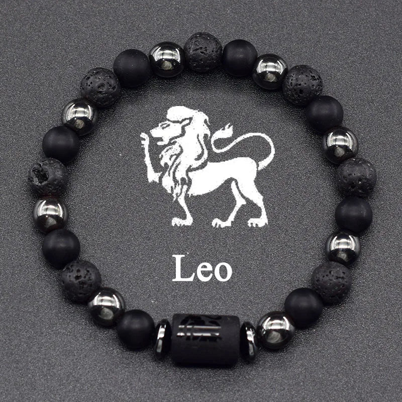 12 Zodiac Constellation Signs Bracelets en véritable pierre de l'œil du Tigre - Variante