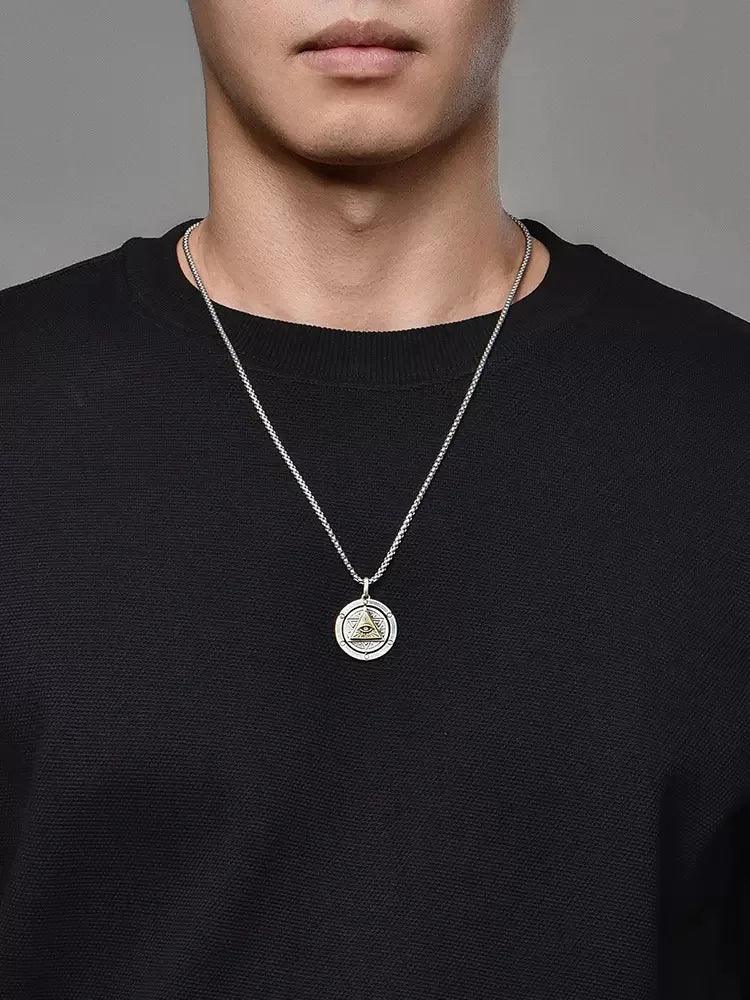 Pendentif en cuivre de forme ronde pour hommes - Accessoire de mode tendance