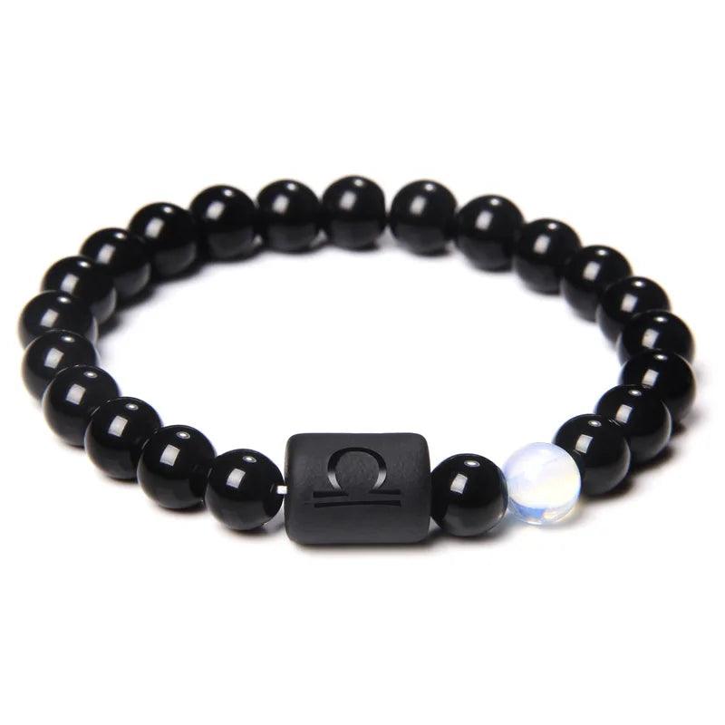 Bracelet en Pierre d’Onyx Noir Naturel - 12 Constellations et Signes du Zodiaque - Variante