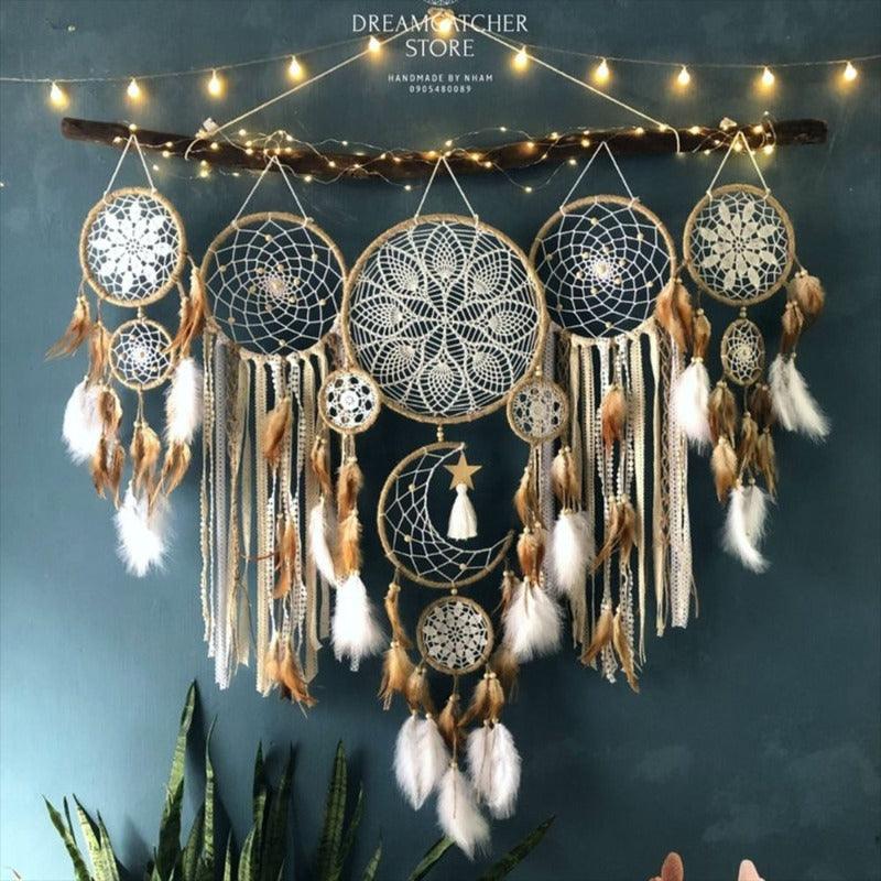 Attrape-Rêves Boho en Macramé - Ensemble Décoratif Élégant et Mystique