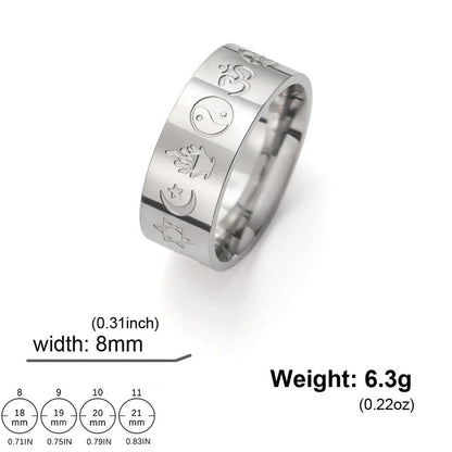 Bague Dawapara en Acier Inoxydable avec Symboles des Religions du Monde