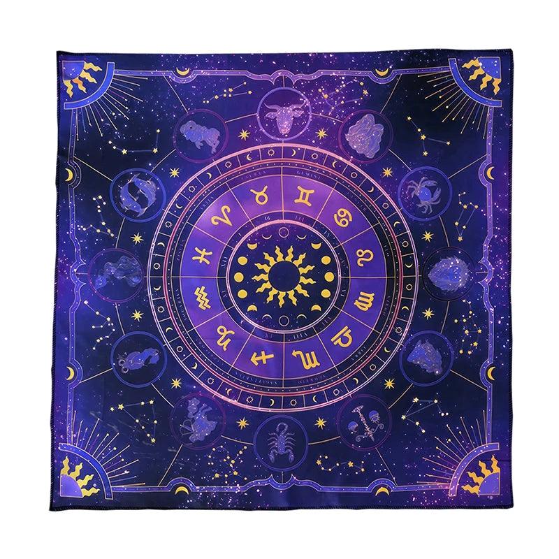 Nappe Oracle pour Cartes de Tarot - 12 Constellations et Symboles Mystiques