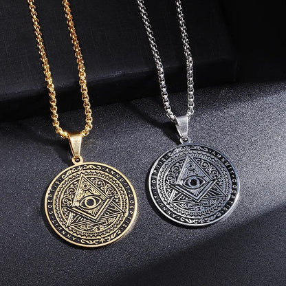 Pendentif en Acier Inoxydable pour Homme - Collier Médaille Amulette Maçonnique