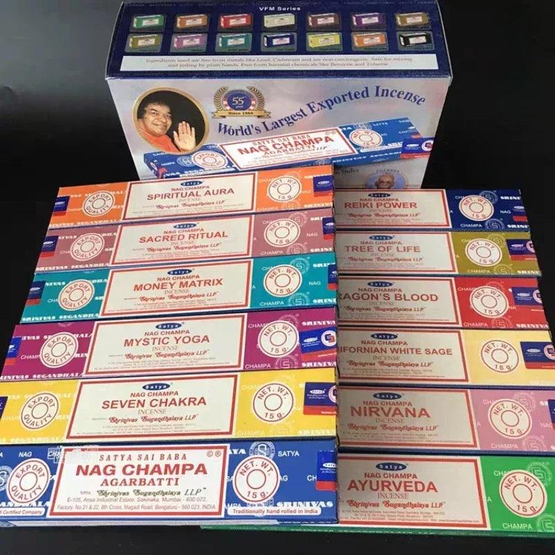 Collection d’Encens Indiens Nag Champa Satya - Bâtons Aromatiques pour Méditation