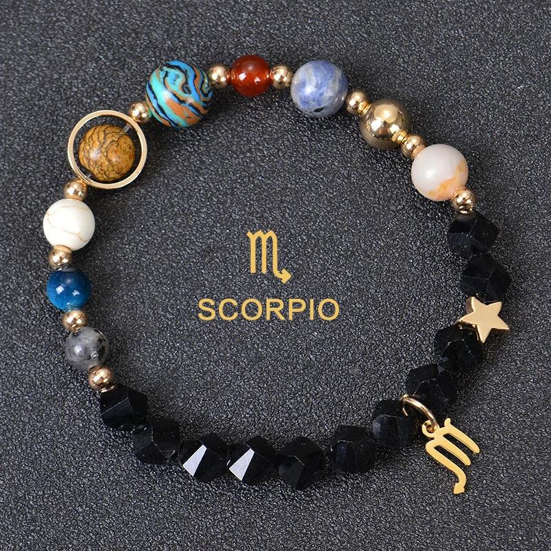 Bracelet en Pierre de Cristal du Zodiaque - Constellations et Breloques pour Femmes - Variante