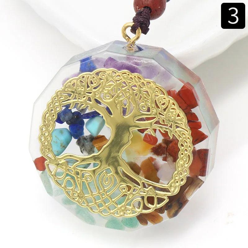 Collier Orgone 7 Chakras - Pendentif Géométrie Sacrée pour Protection Énergétique et Guérison Spirituelle - Variante