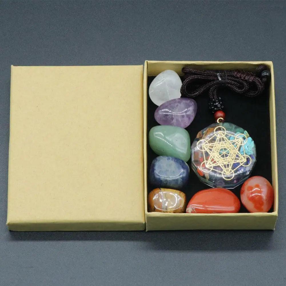 Ensemble de Pierres de Méditation Reiki - Kit 7 Chakras en Cristaux Naturels pour Yoga et Équilibre Énergétique