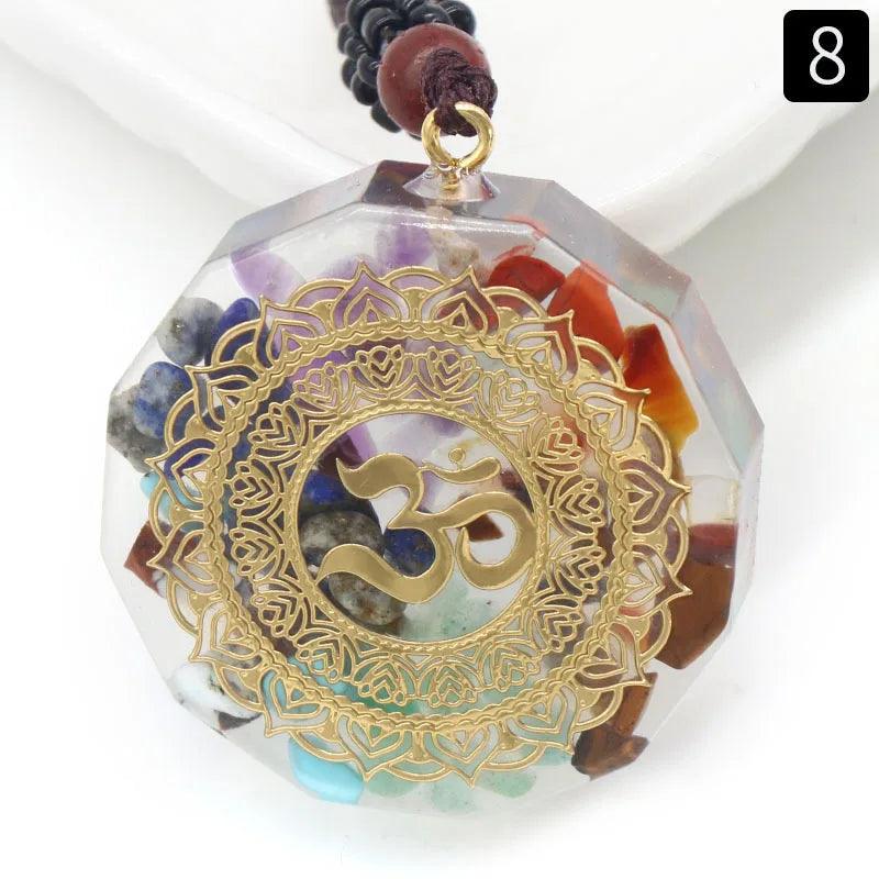 Collier Orgone 7 Chakras - Pendentif Géométrie Sacrée pour Protection Énergétique et Guérison Spirituelle - Variante