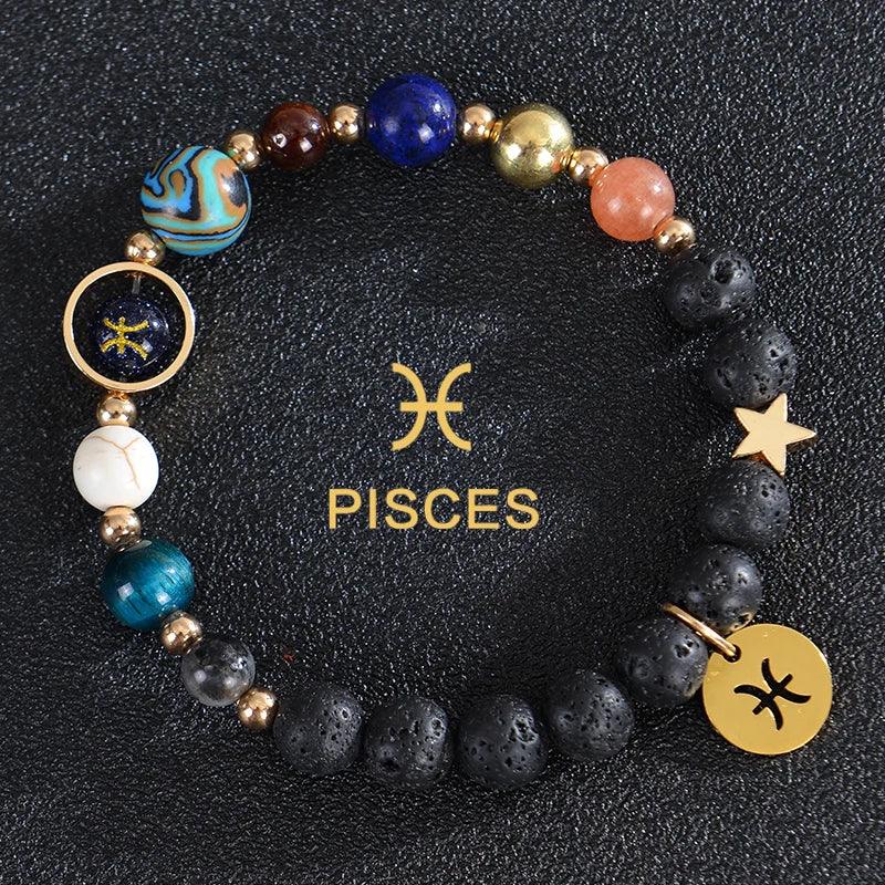 Bracelet en Pierre de Cristal du Zodiaque - Constellations et Breloques pour Femmes - Variante