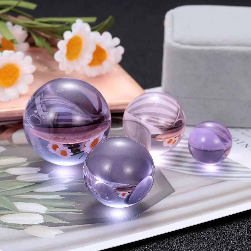 Sphère de Cristal en Verre Naturel - Pierre de Quartz Clair, Rose ou Violet pour Rituels Mystiques