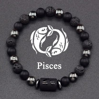 12 Zodiac Constellation Signs Bracelets en véritable pierre de l'œil du Tigre - Variante